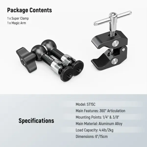 NEEWER ST15C Profesyonel Ayarlanabilir Magic Arm
