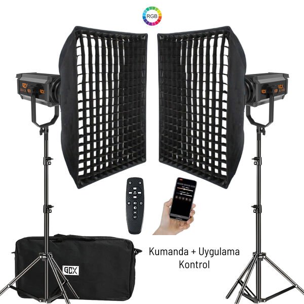 GDX 300 RGB III Profesyonel İkili Fotoğrafçılık ve Video Renkli Dolgu Işığı Seti