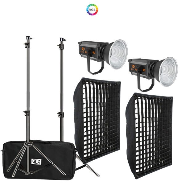 GDX 300 RGB III Profesyonel İkili Fotoğrafçılık ve Video Renkli Dolgu Işığı Seti