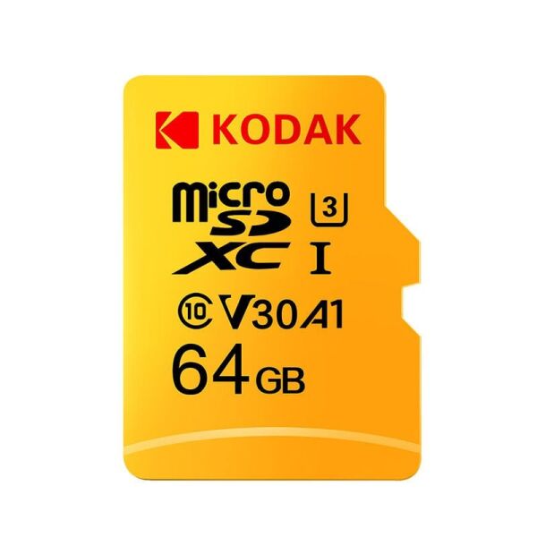 Kodak 64GB UHS-I U3/V30/A1 Micro SD Hafıza Kartı + Adaptör (Sarı)