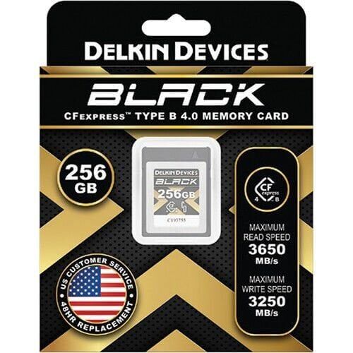 Delkin 256GB CF Express Type B 4.0  Black Hafıza Kartı (Okuma:3530 - Yazma:3250)