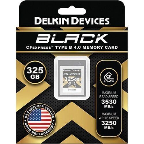 Delkin 325GB CF Express Type B 4.0 Black Hafıza Kartı (Okuma:3530 - Yazma:3250)