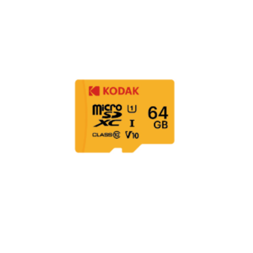 Kodak 64GB UHS-I C10 U1 V10 Micro SD Kart + Adaptör (Sarı)