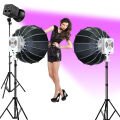 Gdx XL-Kit RGB 3 COB LED Sürekli Video ve Fotoğraf Işık Seti + QPG65 Parabolik Gridli 65cm Softbox