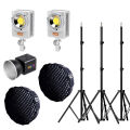 Gdx XL-Kit RGB 3 COB LED Sürekli Video ve Fotoğraf Işık Seti + QPG65 Parabolik Gridli 65cm Softbox