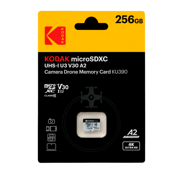 Kodak 256GB UHS-I U3/V30/A2 Drone İçin Micro SD Kart KU390 (Pocket Kameralarla Uyumlu) (160MB/s - 145MB/s)