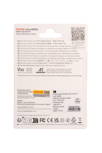 Kodak 256GB UHS-I U3/V30/A1 Express Micro SD Oyun Kartı SD7.1 (900MB/s-750MB/s)