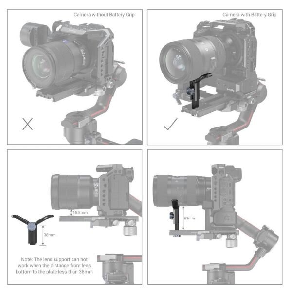 SmallRig 2850 DJI RS 2  için Genişletilmiş Lens Desteği