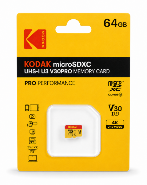Kodak 64GB UHS-I U3 A1 V30PRO Micro SD Hafıza Kartı