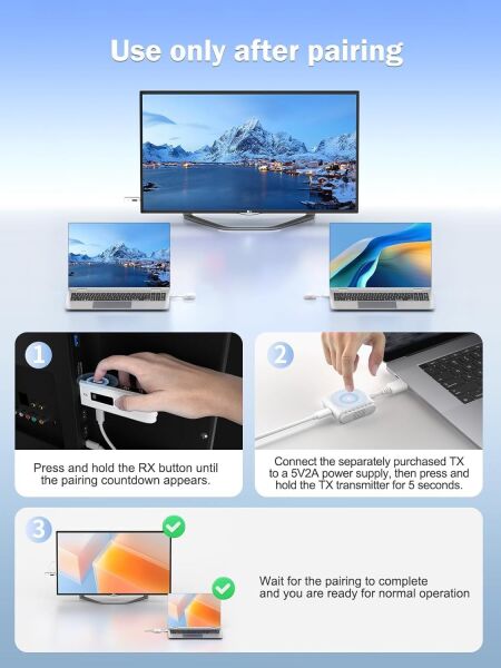 Lemorele P200 Kablosuz HDMI/USB C Görüntü Aktarım Cıhazı