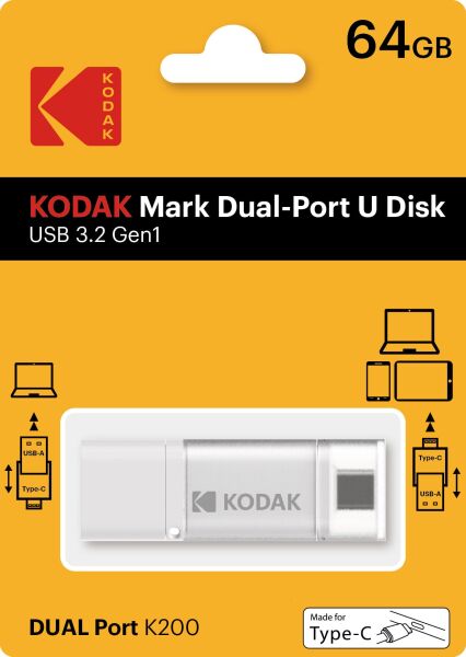 Kodak 64GB 3.2 Gen1 Type-C + USB Bellek (K200W)
