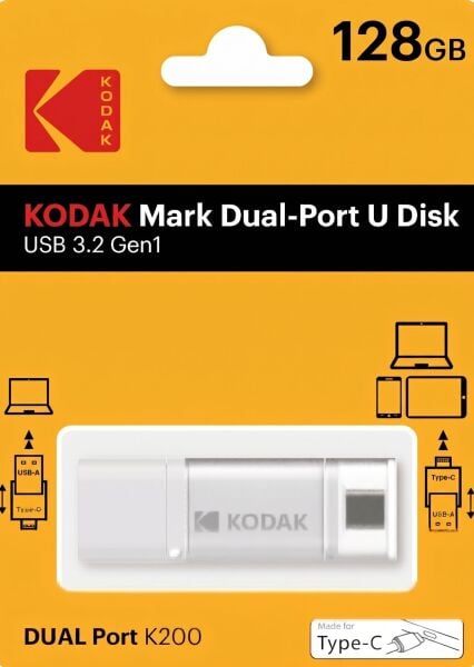 Kodak 128GB 3.2 Gen1 Type-C + USB Bellek  (K200W)