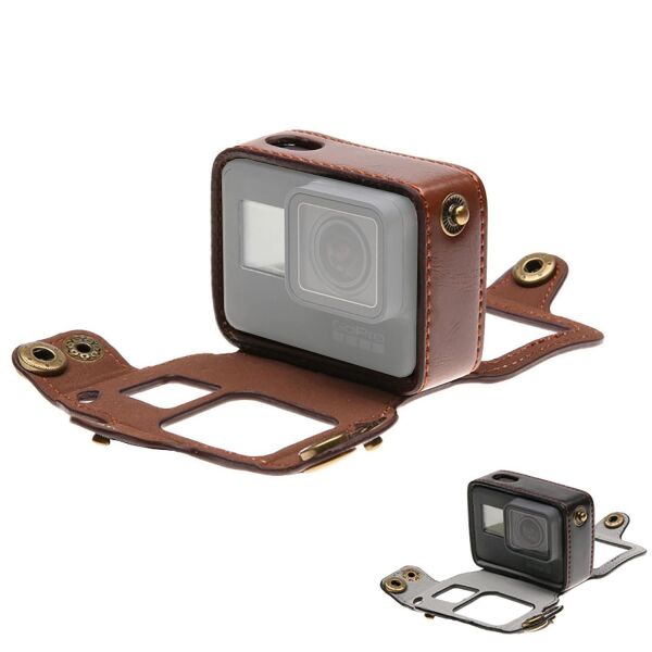 GoPro Hero 5 6 Askılı Deri Kılıf
