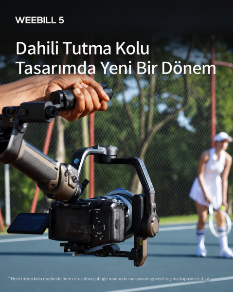 Zhiyun WEEBILL 5 -  3 Eksenli Kamera Gimbalı – AI Takip, Dahili Tutma Kolu ve 3 kg Taşıma Kapasitesi