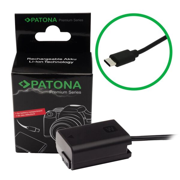 Patona 9413 Sony NP-FW50 İçin  USB-C Girişli Kukla Pil Adaptörü