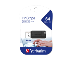 VERBATIM 49065 - 64GB PINSTRIPE USB 2.0 DRIVE