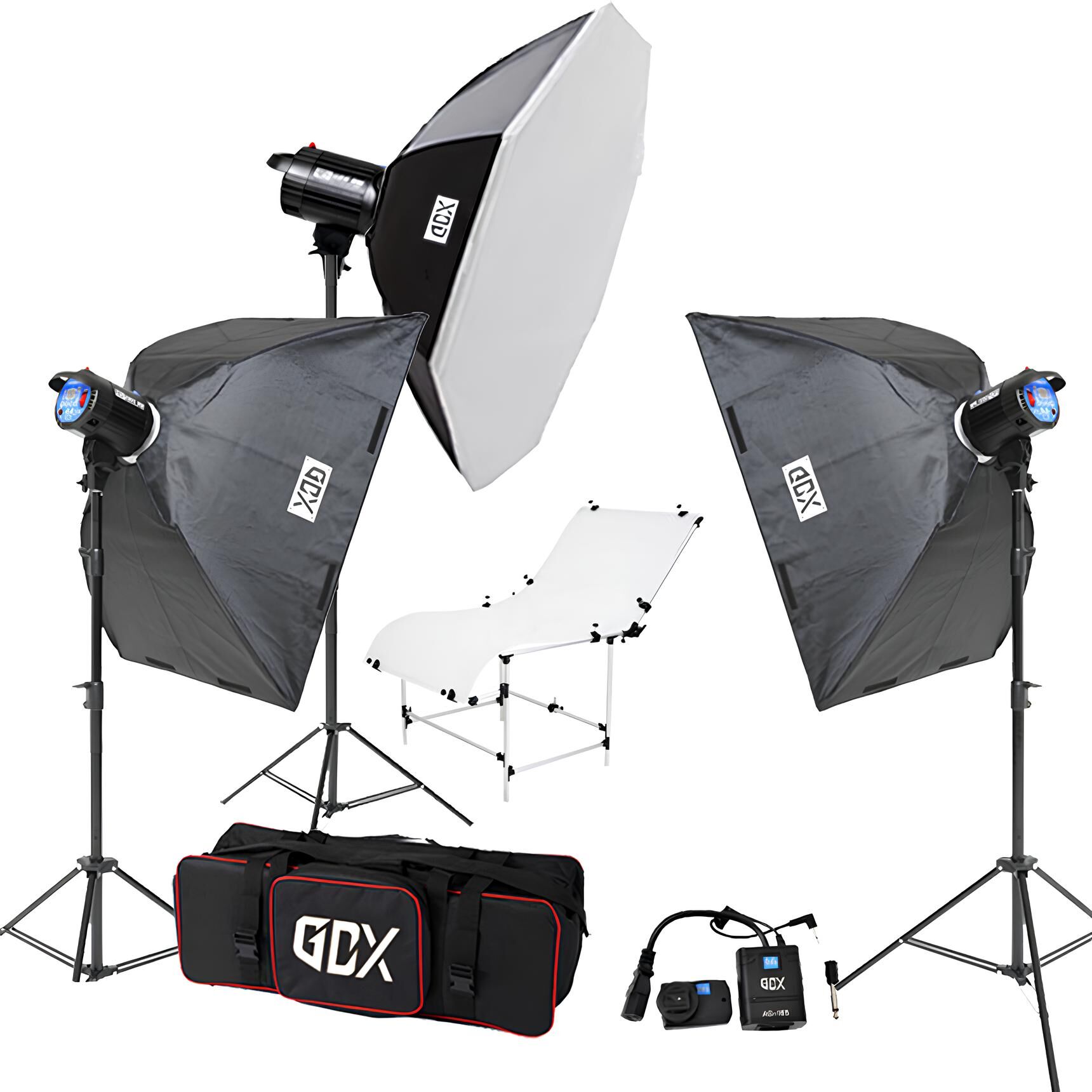 Gdx BM400 3'lü Paraflaş Set + Çekim Masası 60x130cm