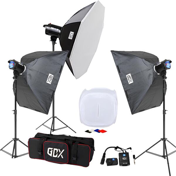 GDX BM400 3'lü Paraflaş Set + Çekim Çadırı 60x60cm