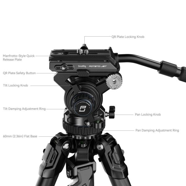SmallRig 4259 X Potato JET TRIBEX Hidrolik Karbon Fiber Tripod Seti