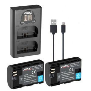 PDX LP-E6 İkili USB Şarj Cihazı ve İkili Batarya Kit