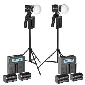PDX KY-BK618 LED İkili Video Işığı, Batarya, Şarj ve Ayaklı Full Kit