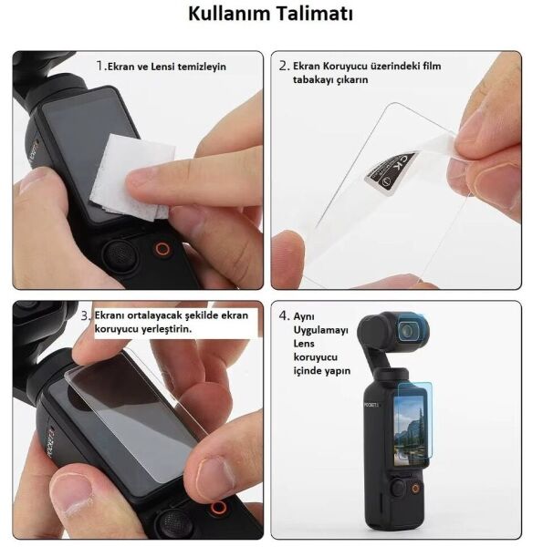 Oem Dji Osmo Pocket 4P / 4 / 3 Için Cam Ekran Koruyucu Seti