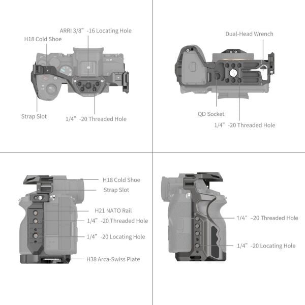 SmallRig 4538 Sony 7R V / 7 IV / 7S III için HawkLock Hızlı Çıkarma Kafes Kiti