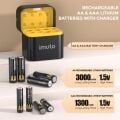 iMuto 3000mWh AA & 1300mWh AAA Lityum Şarjlı Pil Seti (4+4) Yuvalı Şarj Ünitesi