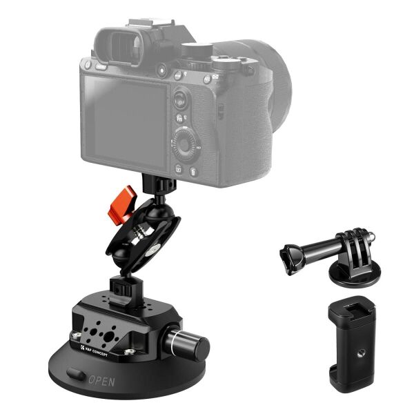 K&F Concept KF31.100 4,5'' Kamera Vantuzu Sihirli Kol Cep Telefonu Kelepçesi ve GoPro Adaptör ile