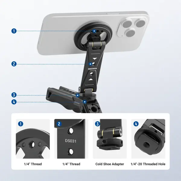 DS031 Profesyonel Manyetik Telefon Tripod Bağlantı Aparatı
