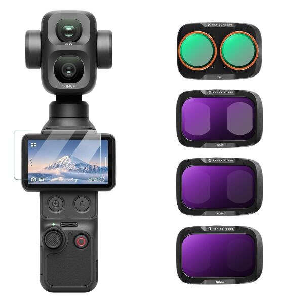 K&F Concept DJI Osmo Pocket 4P İçin 4 Parça Filtre Seti (CPL + ND16 + ND64 + ND256) – (Plastik)