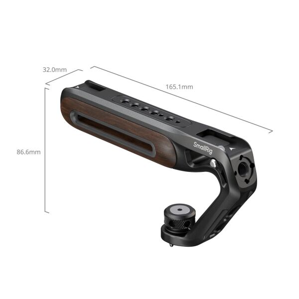 SmallRig 5252 Ahşap Üst Sap, 1/4''-20 ve ARRI 3/8''-16 Konumlandırma Vidası ile Birlikte