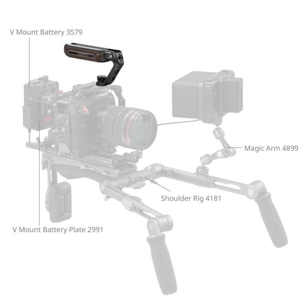 SmallRig 5252 Ahşap Üst Sap, 1/4''-20 ve ARRI 3/8''-16 Konumlandırma Vidası ile Birlikte