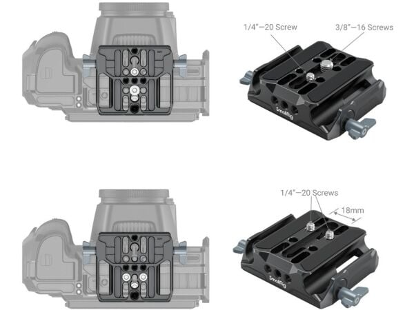 SmallRig 3357 Çift 15mm Çubuk Kelepçeli Evrensel Taban Plakası Baseplate