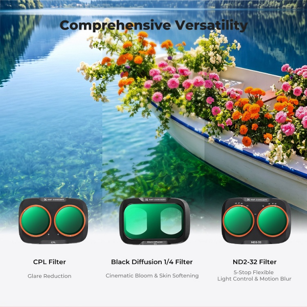 K&F Concept DJI Osmo Pocket 4P İçin 3 Parça Filtre Seti (CPL + Black Mist 1/4 + ND2-32)
