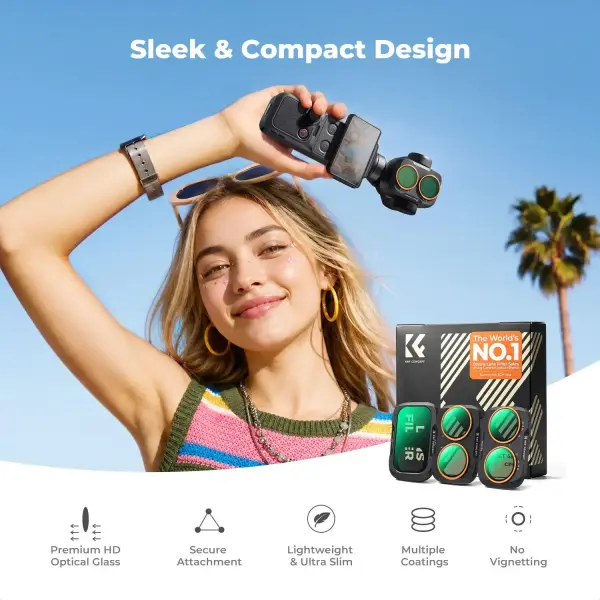 K&F Concept DJI Osmo Pocket 4P İçin 3 Parça Filtre Seti (CPL + Black Mist 1/4 + ND2-32)