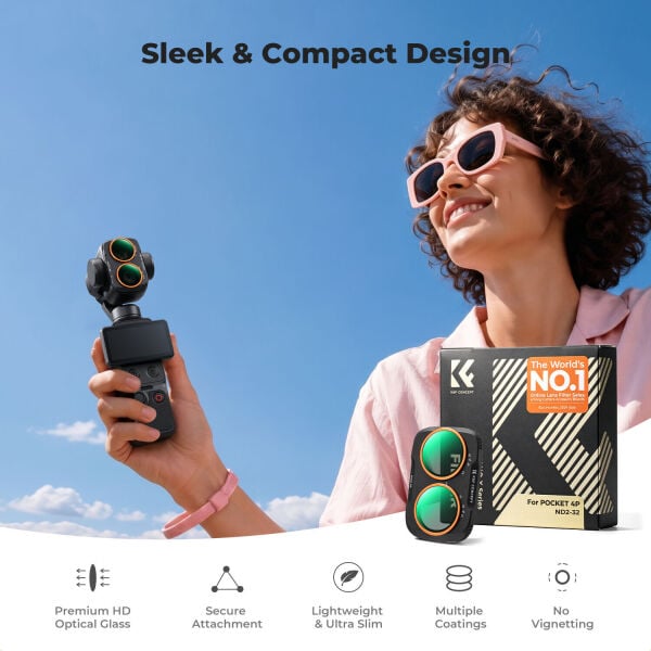 K&F Concept DJI Osmo Pocket 4P İçin Değişken ND Filtre (ND2-32) (Metal)