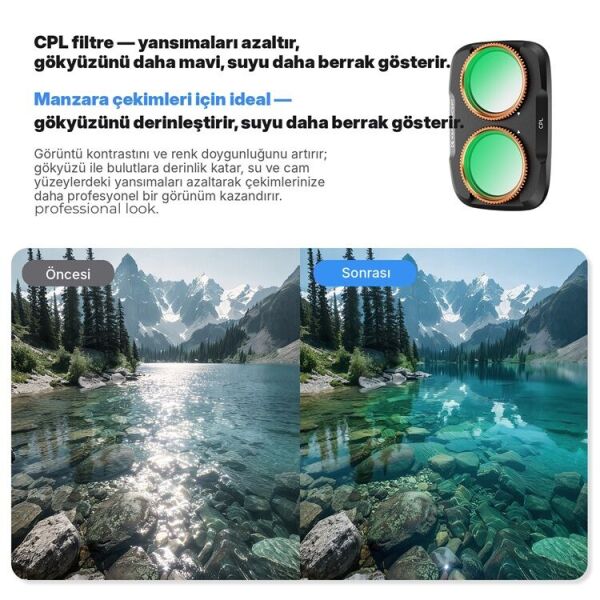 K&F Concept DJI Osmo Pocket 4P İçin Polarize (CPL) Filtre (Metal)