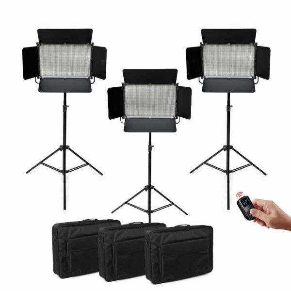 GDX CF-Led 2020W 3'lü Sürekli Video Panel Led Işık Seti