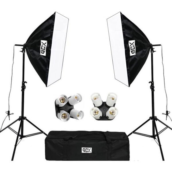 GDX TLB-4 Pro Light 50x70 cm Video ve Fotoğraf Çekim 2'li SoftBox Seti - 4 Duylu Softbox - Lambasız