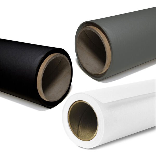 GDX Kağıt Sonsuz Stüdyo Fon Perde 3'lü Set (Beyaz+Siyah+Gri) 2.70x11 Metre