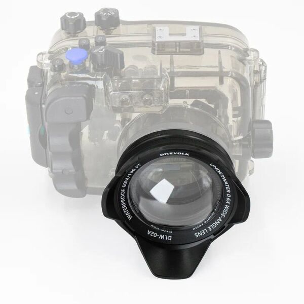 DIVEVOLK kabin ve Kompakt Kamera için sualtı geniş açı dönüştürücü Lens X0.6