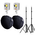 Gdx ML230W Bicolor Video Led 120cm Parabolic Softbox 260cm Işık Ayaklı İkili Sürekli Işık Seti
