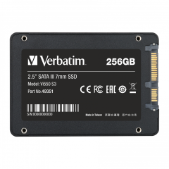 VERBATIM 49351 - 256GB VI550 S3 2.5'' SATA SSD (Okuma 550MB/sn. - Yazma 460MB/sn.)
