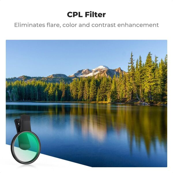 K&F Concept 67mm Klipsli CPL Telefon Kamera Lens Filtre Kiti