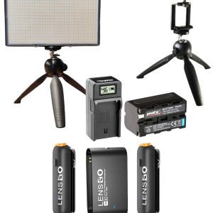 PDX Youtuber Seti (Led Işık, İkili Kablosuz Yaka Mikrofonu, Masaüstü Tripod)