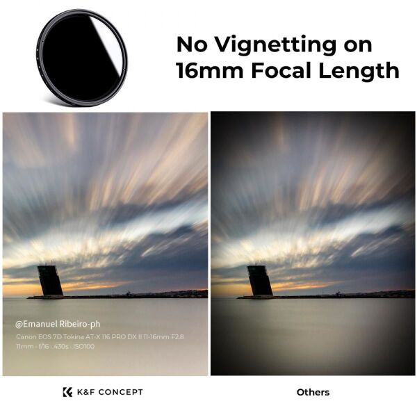 K&F Concept 55mm B-SERIES ND2-ND400 (1 ile 9 Stop) ND Filtre