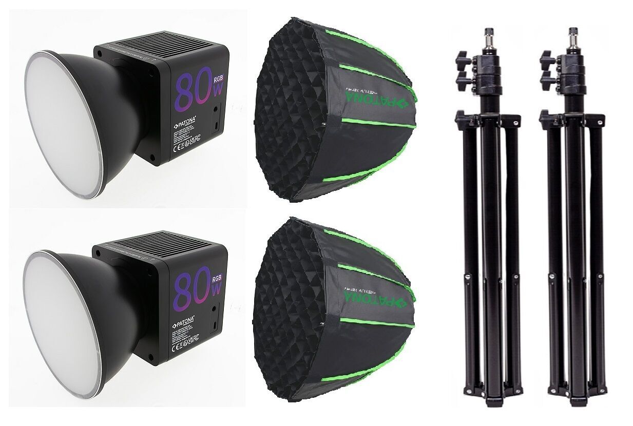 Patona 4245 SL-80R 80W RGB LED Hızlı Kurulum 60cm Octagon Softbox Video ve Fotoğraf ışığı Çiftli Kit