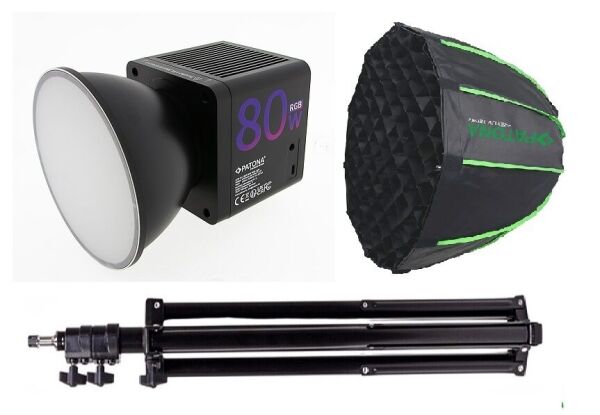 PATONA 4245 SL-80R 80W RGB LED Hızlı Kurulum  60cm Octagon Softbox Video ve Fotoğraf ışığı Tekli Kit