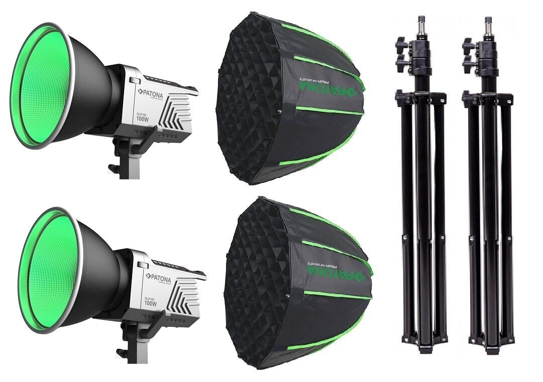 Patona 4167 Premium GLP100 100W RGB Hızlı Kurulum 60cm Octagon Softbox Cob Led-Stüdyo Işığı Çiftli Kit